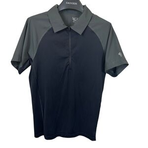 Mountain Hardwear Polo Shirt Mens M Short‎ Sleeve 1/4 Zip Pullover Black Gray
